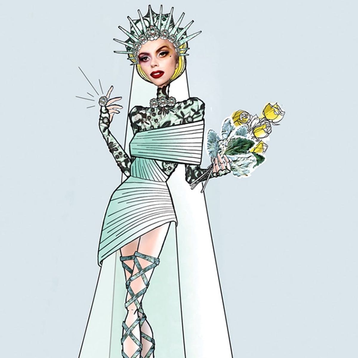 See What Karl Lagerfeld, Monique Lhuillier + More Designed for Lady Gaga’s Wedding Dress