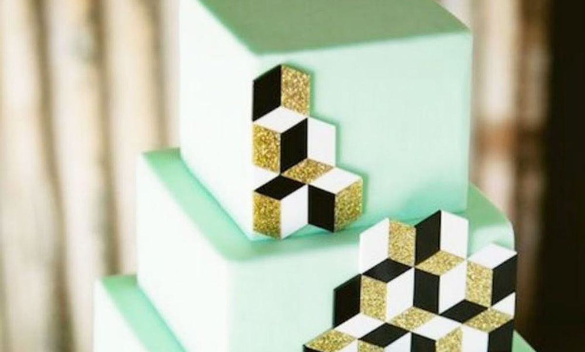 Pattern Geometry Cake 21 Gorgeous Geometric Cakes for Your Modern Wedding - Brit + Co