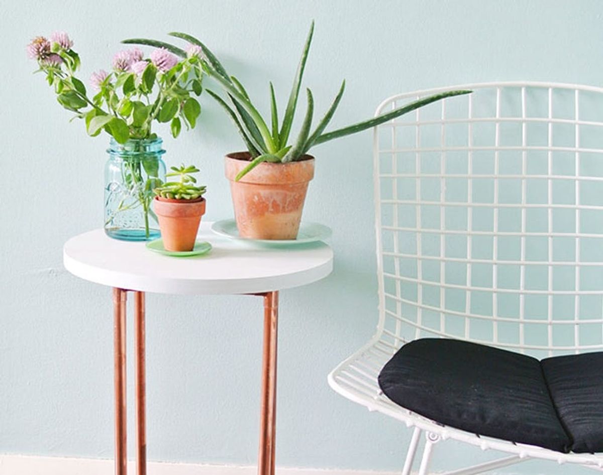 This DIY Copper Pipe Side Table is Perfect for Small Spaces
