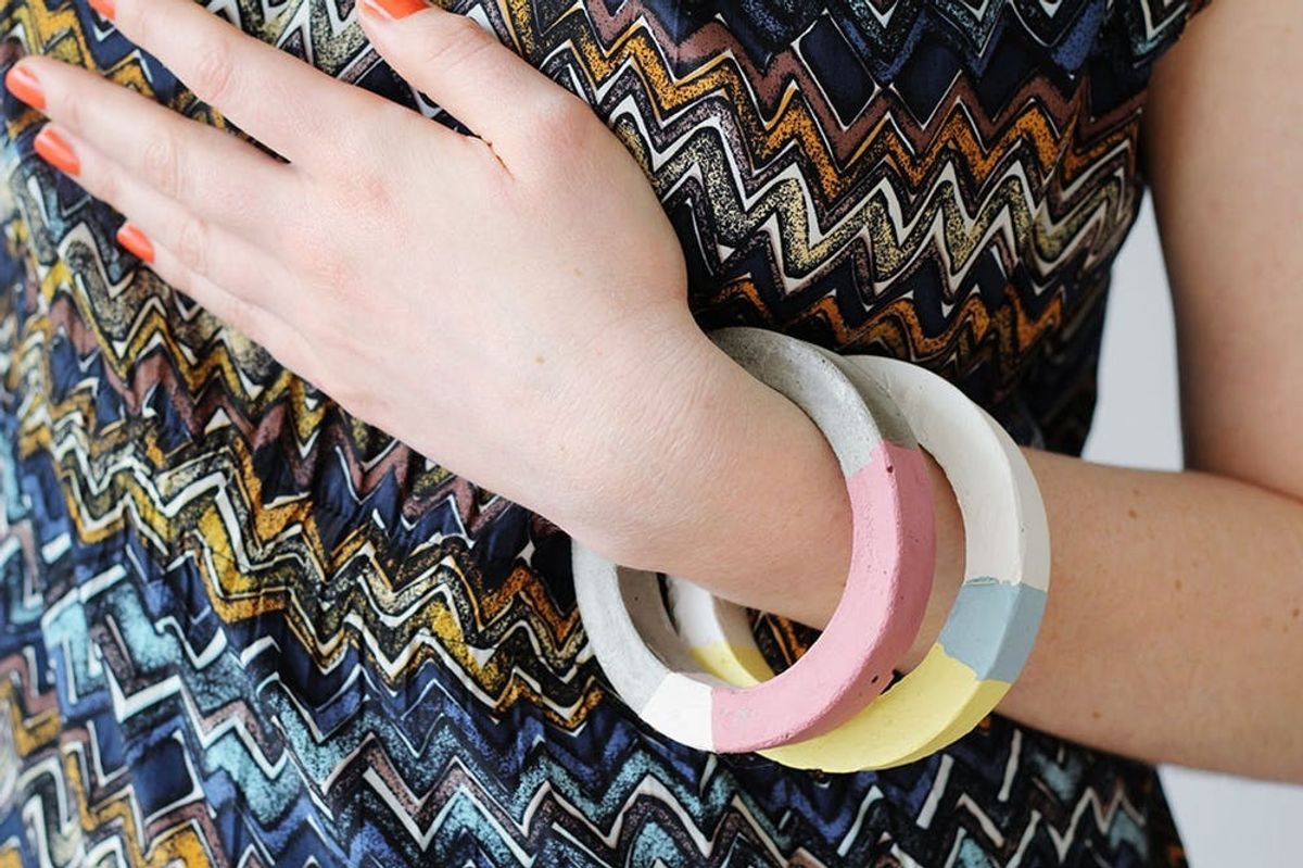 How to Create Concrete Color Block Bangles