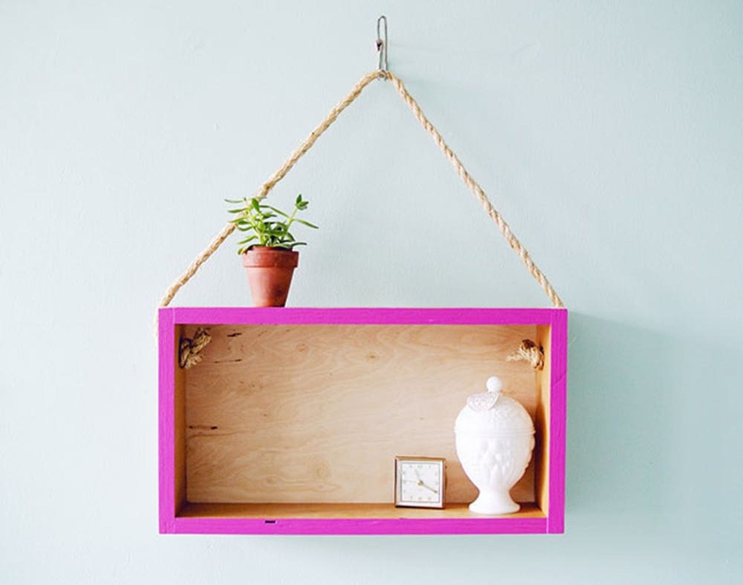 Turn a Wooden Box into a Modern Hanging Shelf