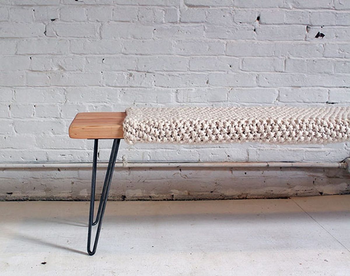 Make This Knitted Wool and Wood Bench for Just $85