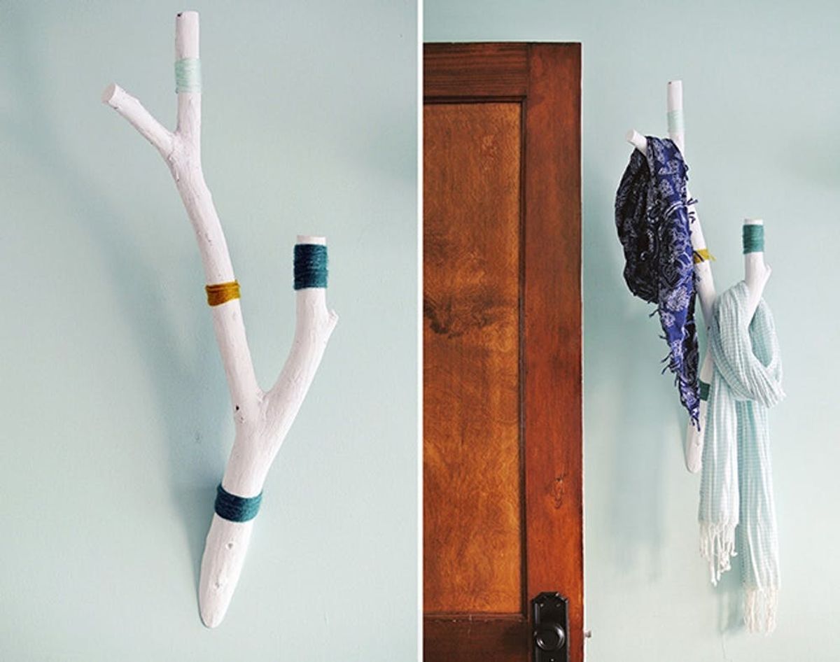 Turn a Backyard Branch into a Color Block Wall Hook