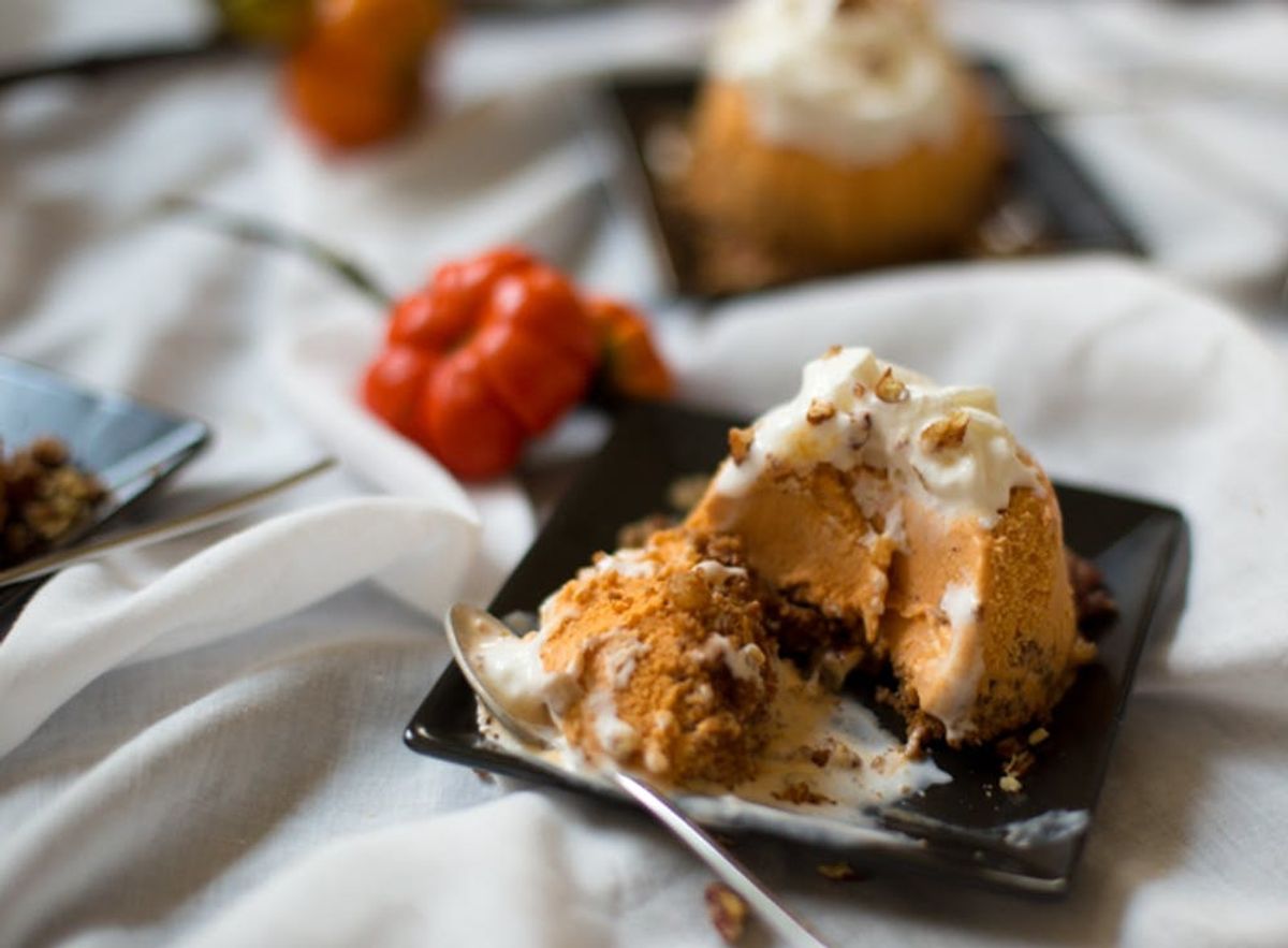 No-Bake Pumpkin Ice Cream Tart with Speculoos Crust