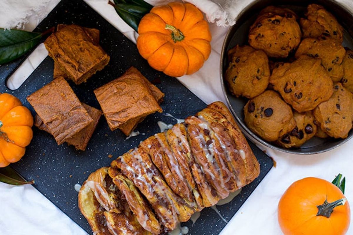 The Pumpkin Recipe Trifecta: Chai Blondies, Chocolate Chip Cookies, and Pull-Apart Bread