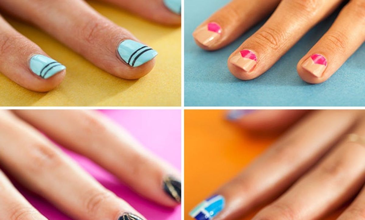 4 Shockingly Simple Geometric Manis - Brit + Co 4 Shockingly Simple Geometric Manis - Brit + Co
