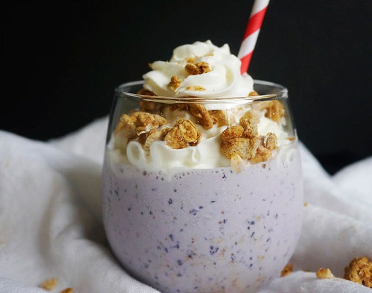Dessert for Breakfast? Introducing our Blueberry Parfait Milkshake!