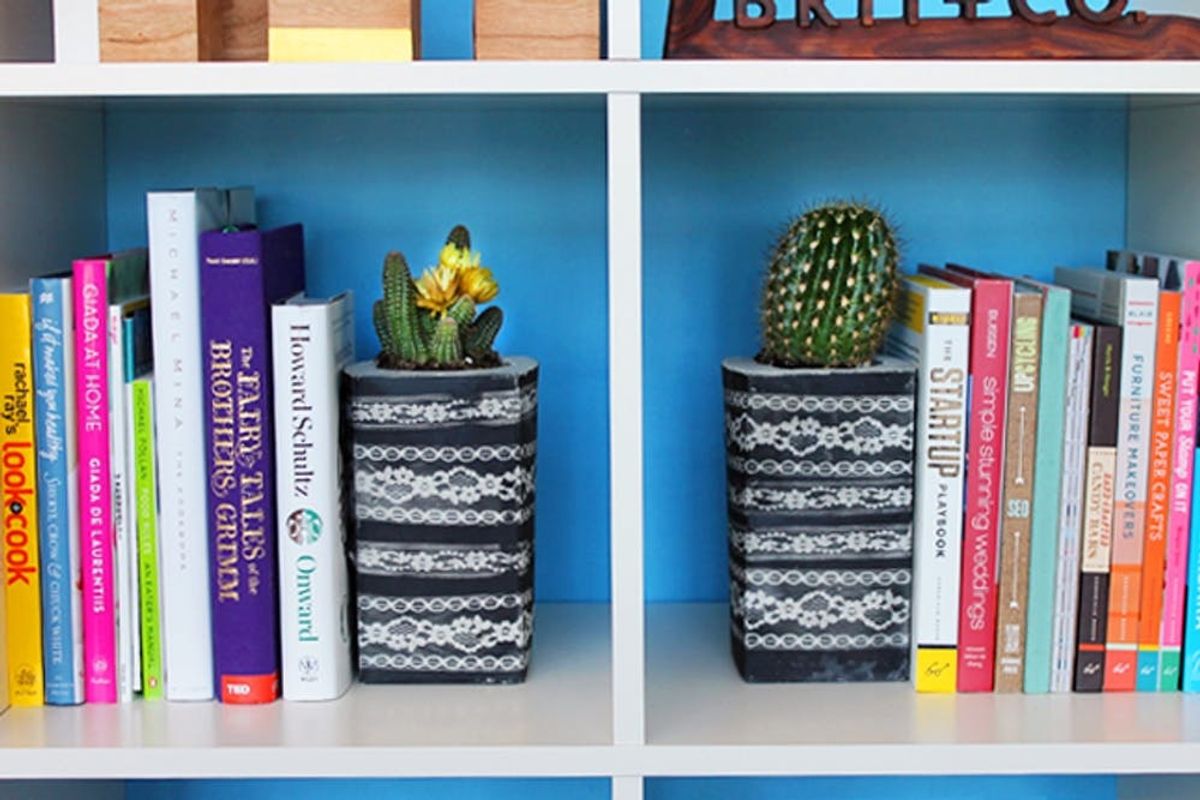 Use Lace and Concrete to Make Bookends, Planters, and Votives