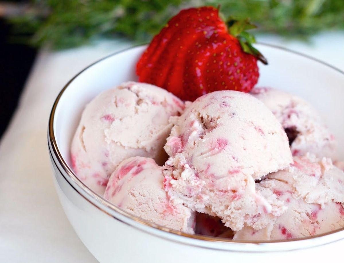 Strawberry Balsamic Rosemary Ice Cream
