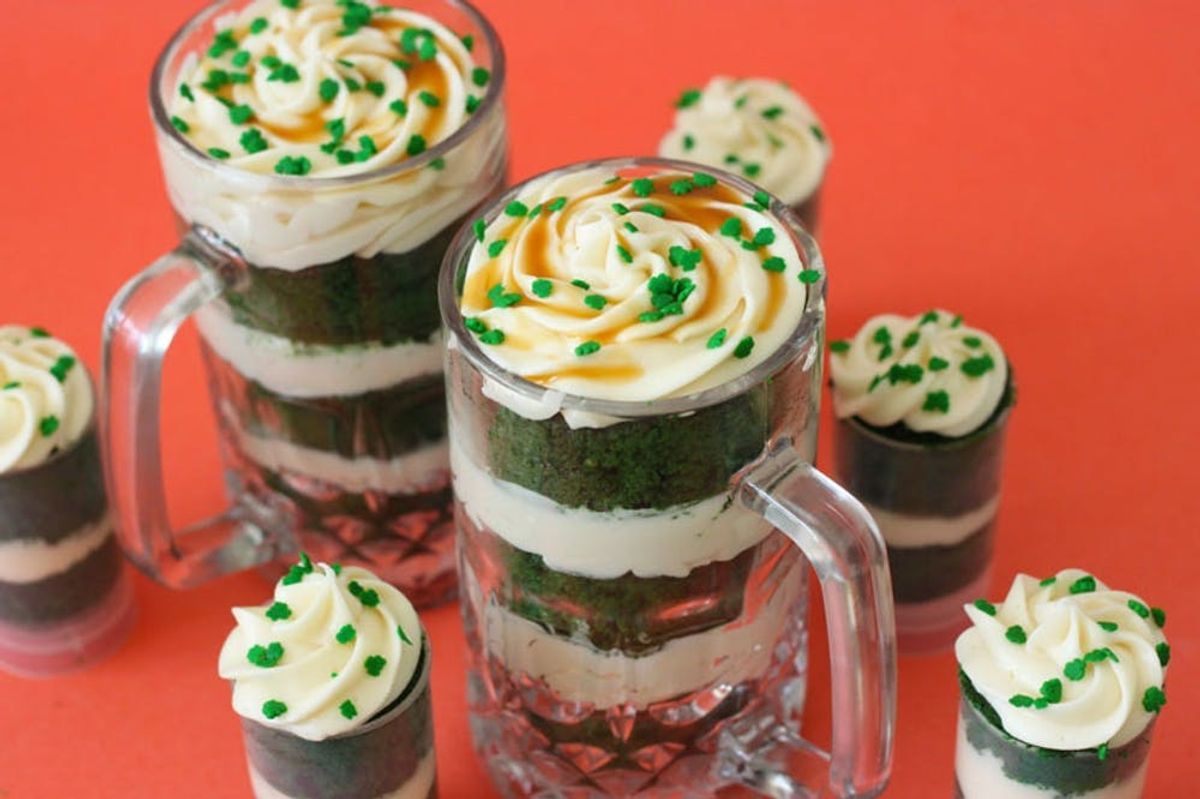 Green Velvet Guinness Cupcakes with Baileys Buttercream