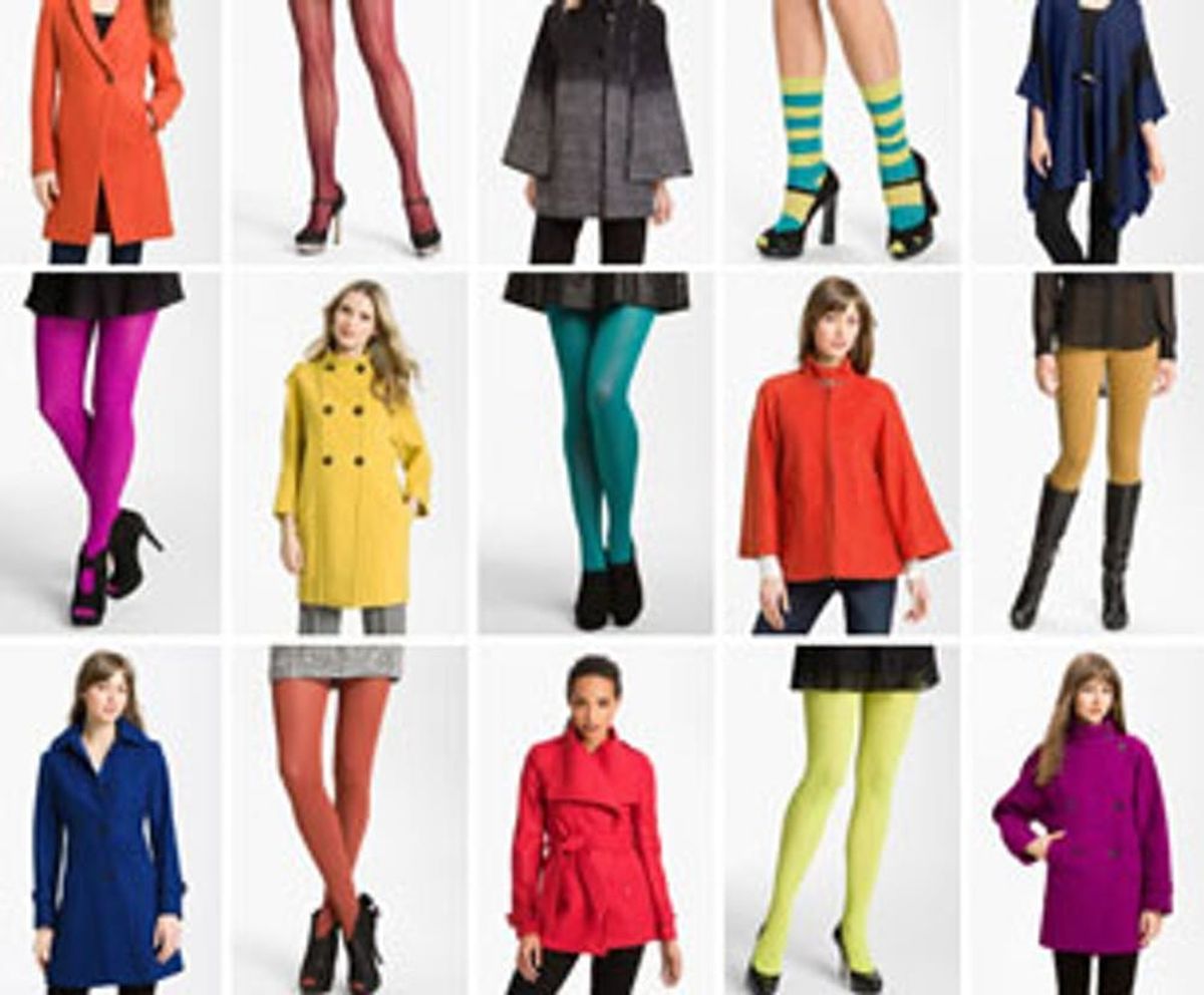 Fall Style Prep: Colorful Coats & Bright Tights