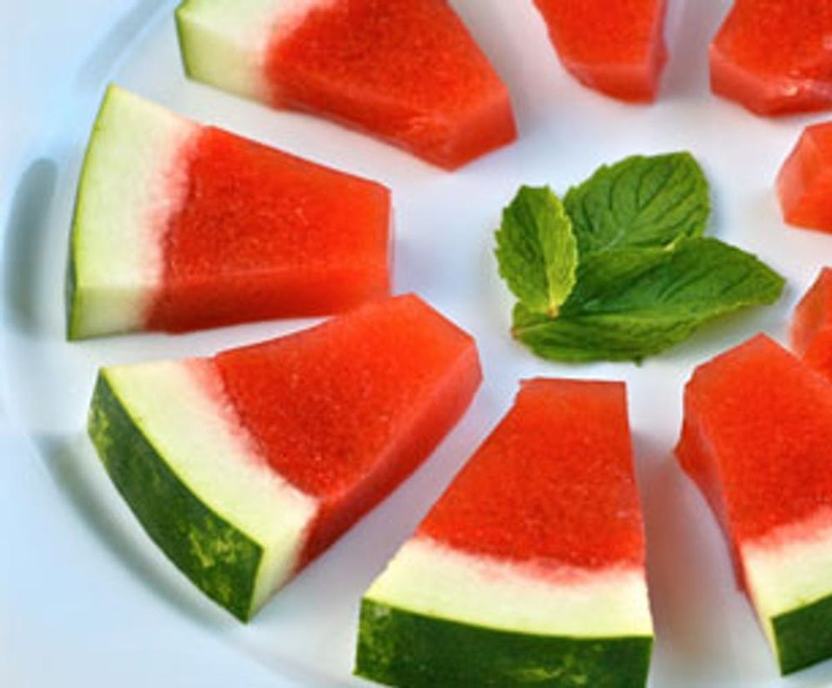 Watermelon Mint Jello Shots… in a Watermelon Rind!