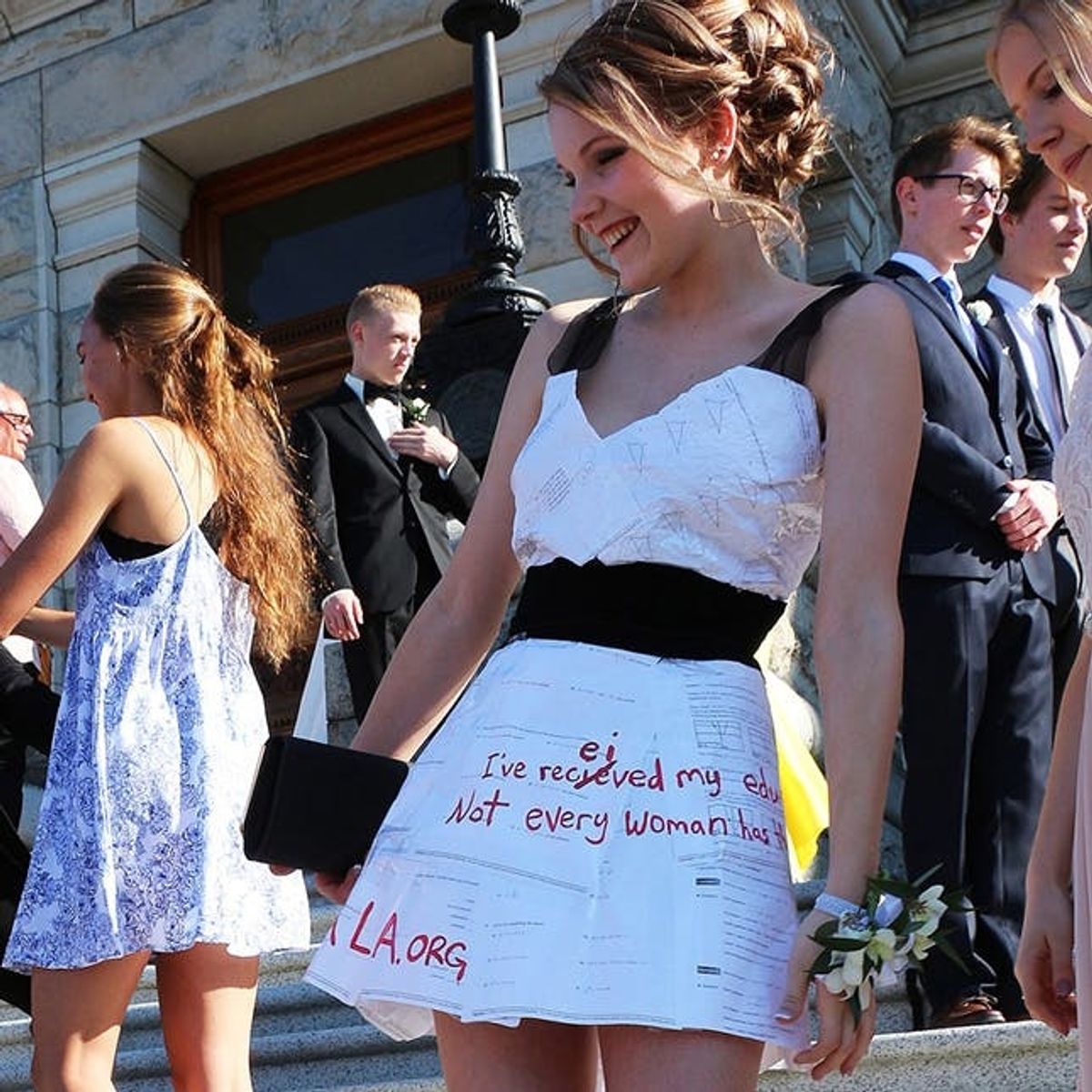 See the Graduation Dress This Awesome Teen Made Out of Her Homework