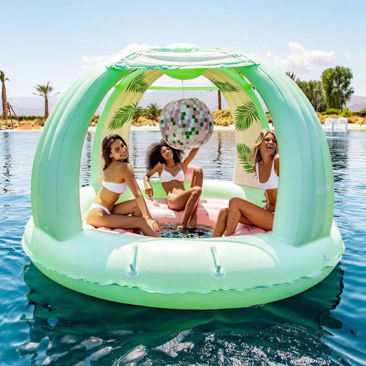 green disco ball pool floats and inflatables