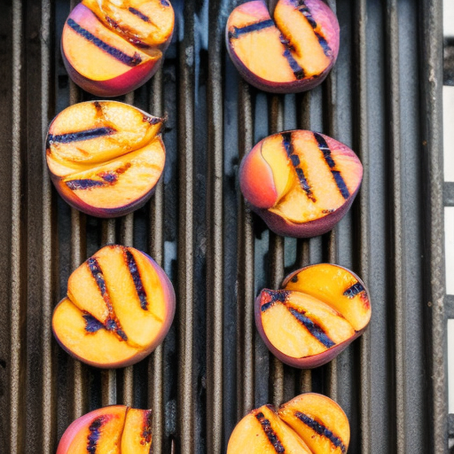 grilled peaches atop a backyard grill