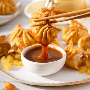apple dumplings with caramel dipping sauce