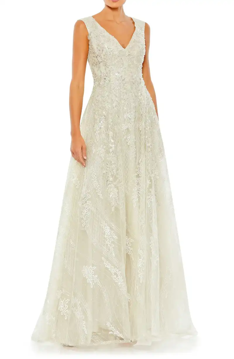 sachin and babi light blue dress Lace Wedding Gown Embellishments Boho A Line Wedding Dress With Lace Flower  Appliques And Long main image 1