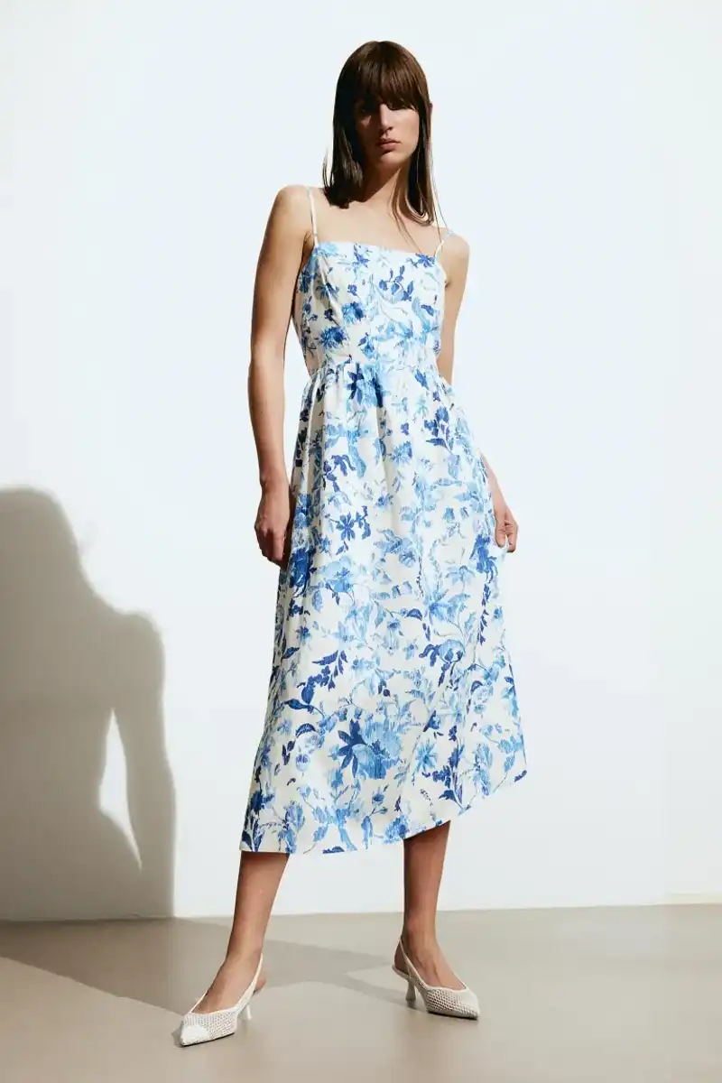 blue dress for baby girl H&M Blue Floral Dress. Elastic Neckline-Wear Off Shoulder, POCKETS! –  paothriftnz