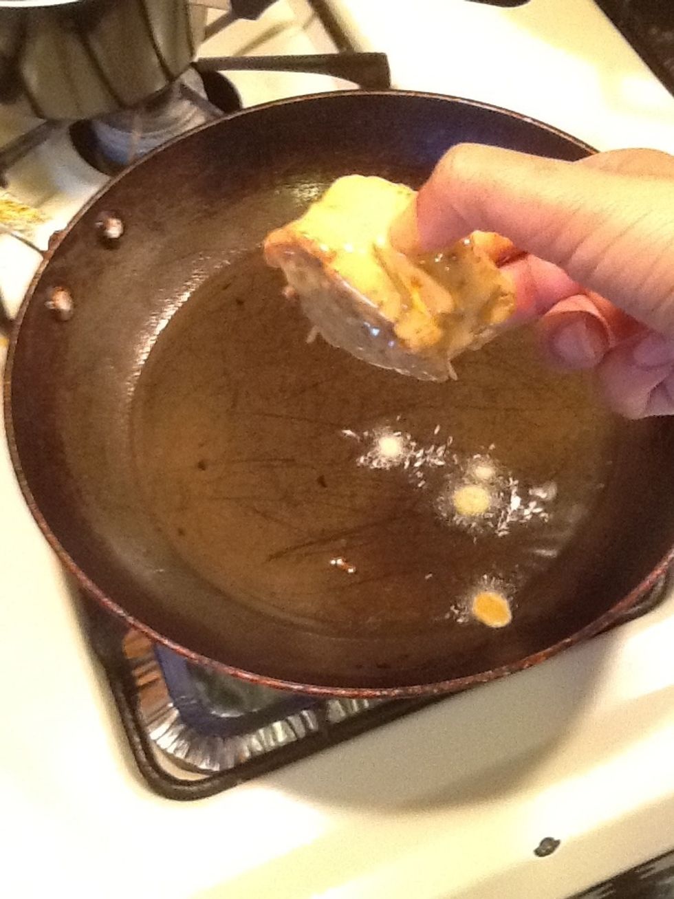 In the same pan you fried the plantains we will fry the pionono. So make sure it is turned on medium high.