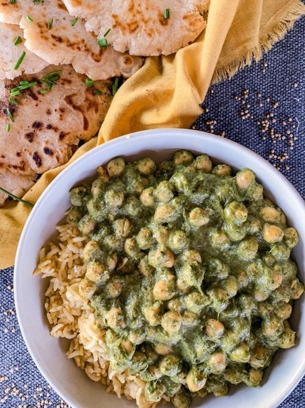 Indian Curried Spinach and Chickpeas (Chana Saag)