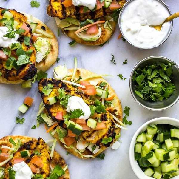 Indian-Inspired Chicken Naan Burgers