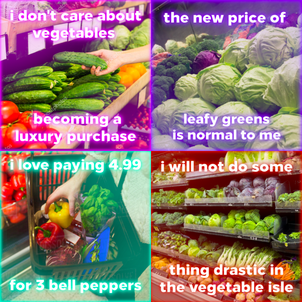 inflation at the grocery store meme from @sadclowncentral on tumblr
