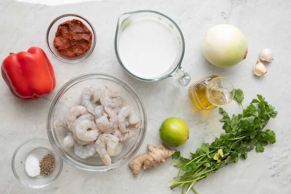 ingredients for our shrimp curry recipe