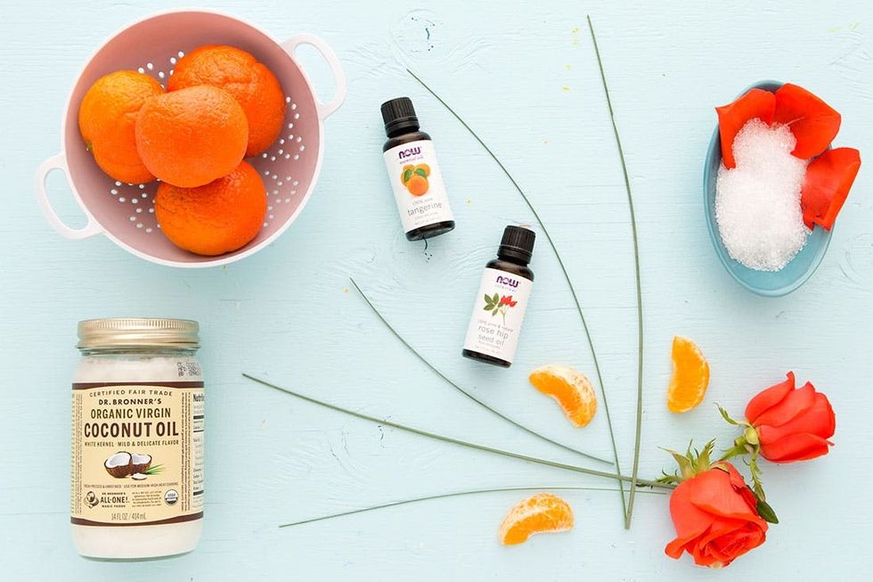 Ingredients for rose tangerine scrub