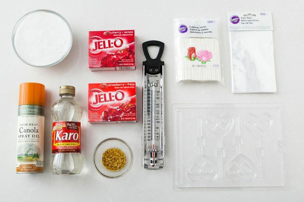 ingredients for valentines lollipops