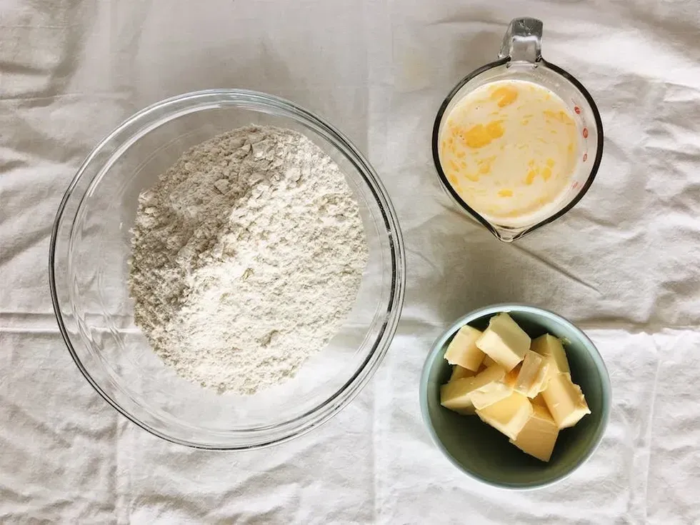 ingredients to make dough for cinnamon rolls
