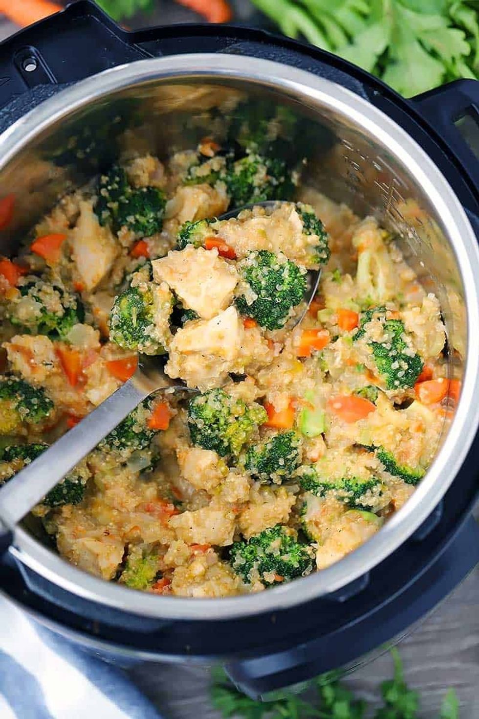 Instant Pot Chicken, Broccoli, + Quinoa with Cheese