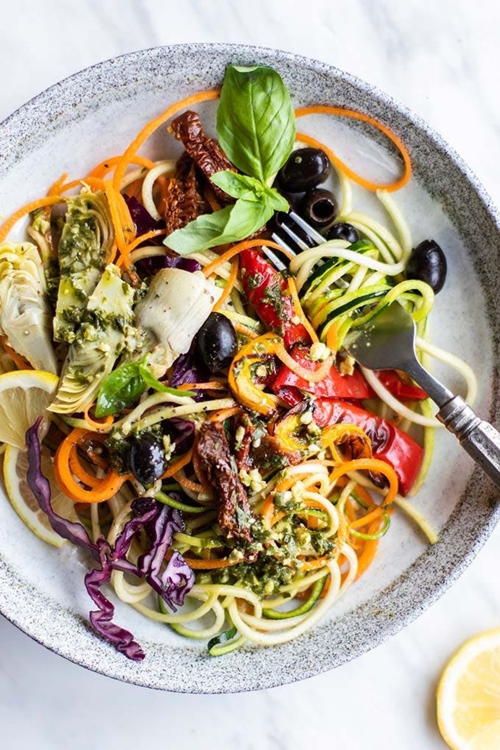 Italian Pesto Zoodle Salad