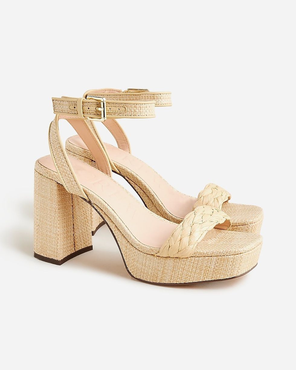 J.Crew Ankle Strap Raffia Platforms