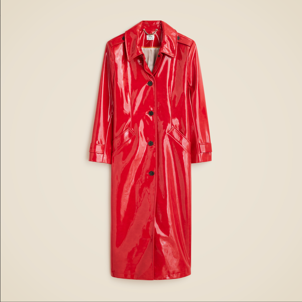 j.crew christopher john rogers red vinyl topcoat