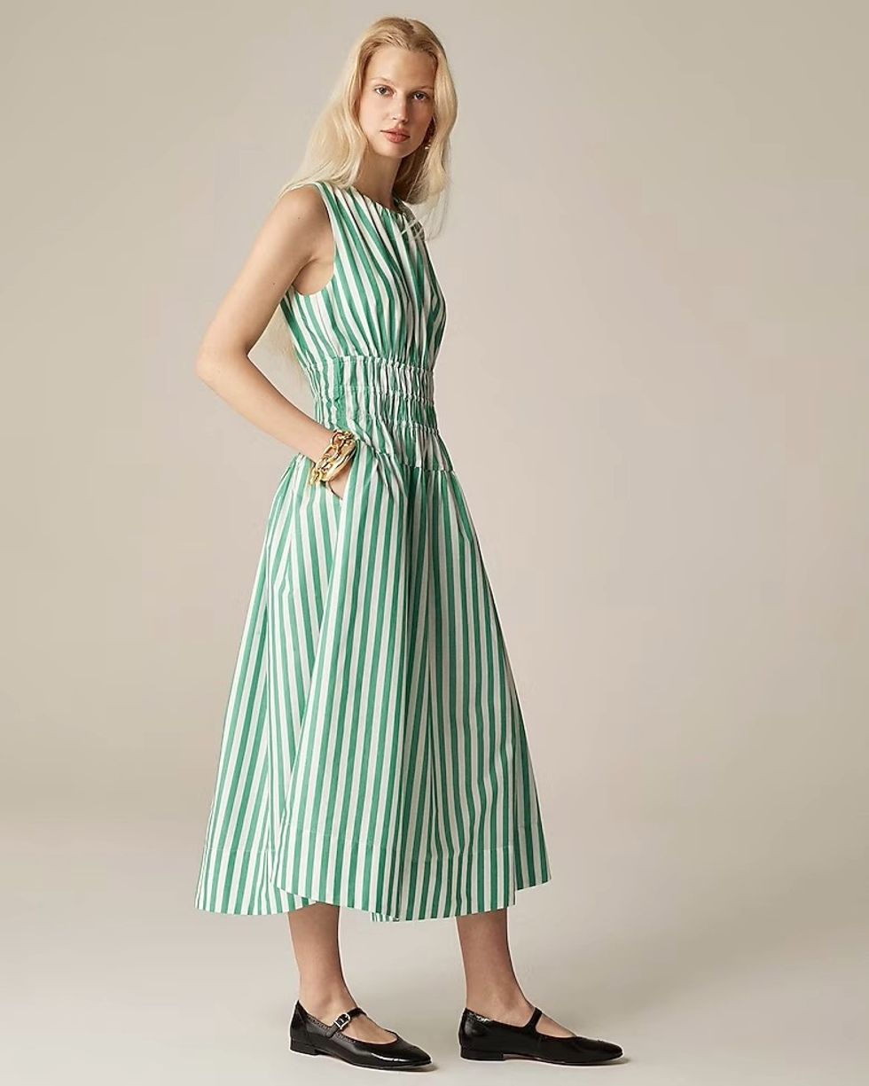 J.Crew Hyacinth Dress in Striped Cotton Poplin