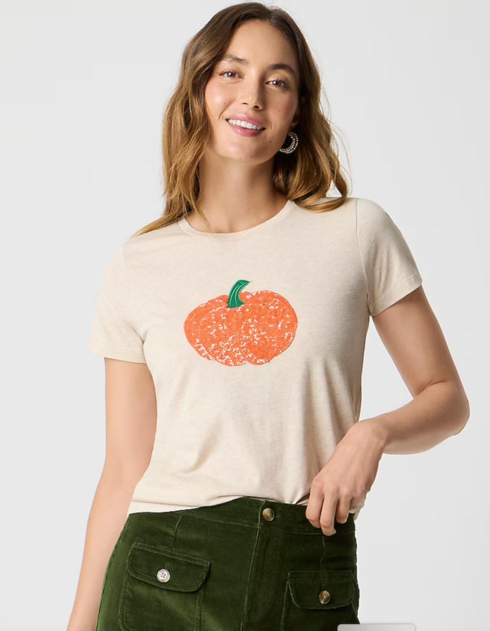 J.Crew Sequin Pumpkin Tee