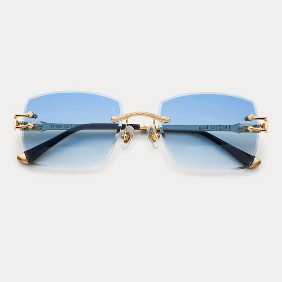 James Oro Blue Tint Grail Sunglasses
