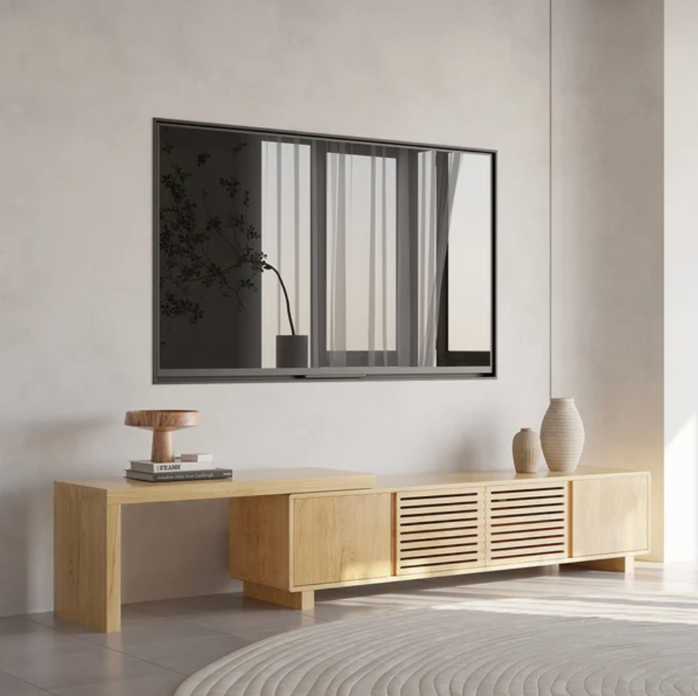 Japandi Natural Retracted & Extendable TV Stand