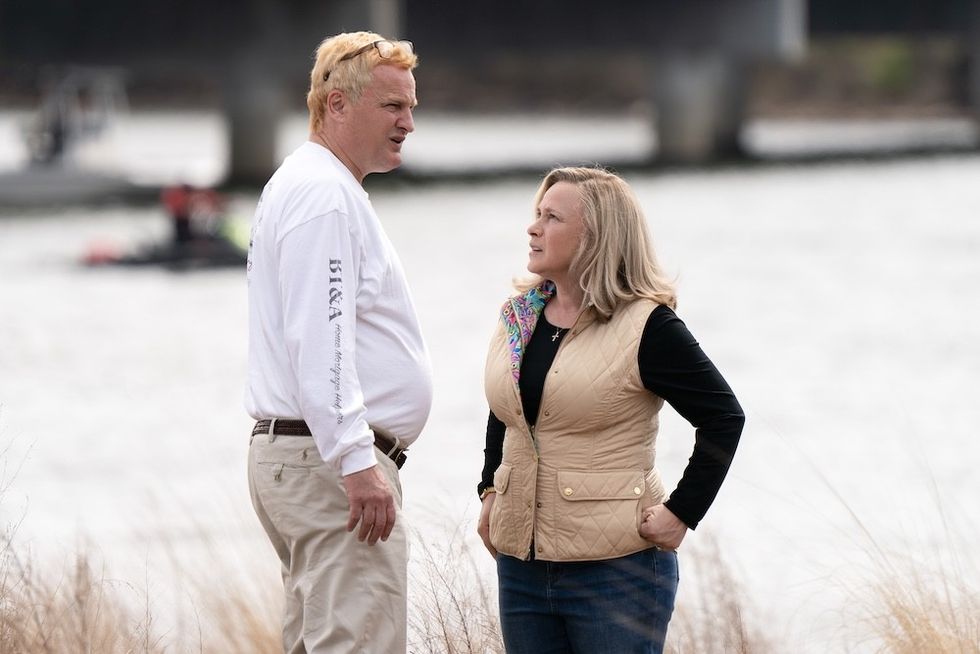 Jason Clarke and Patricia Arquette in Murdaugh: Death in the Family on Hulu