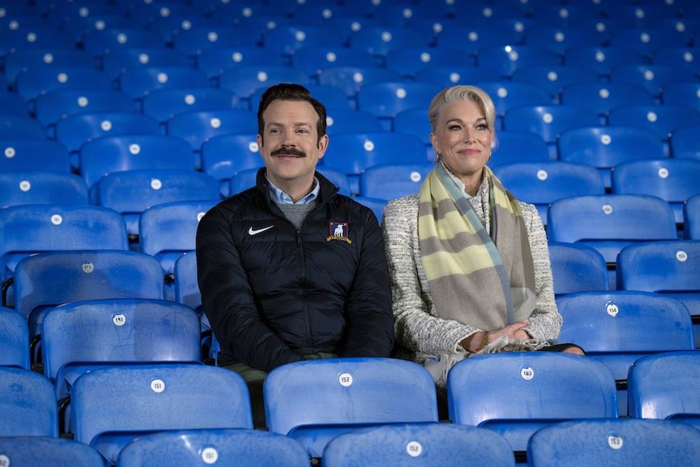 Jason Sudeikis and Hannah Waddingham in Ted Lasso on Apple TV+