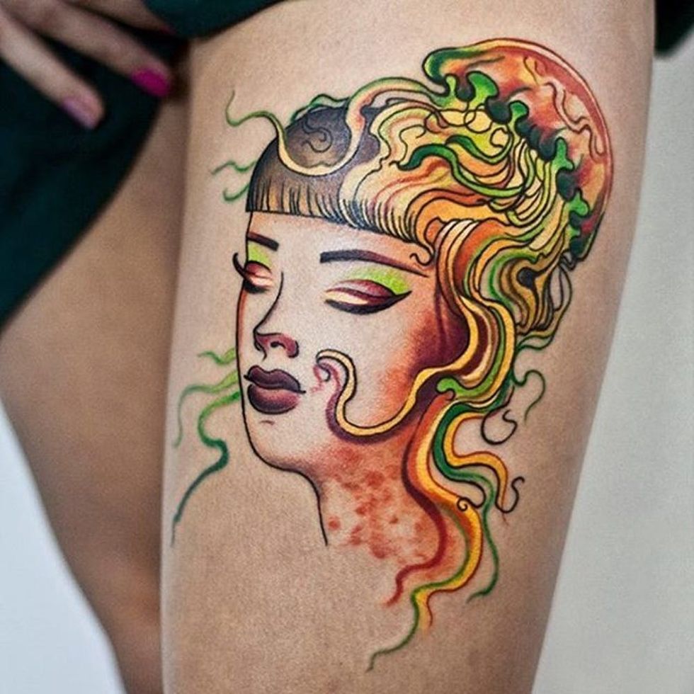 jellyfish girl tattoo