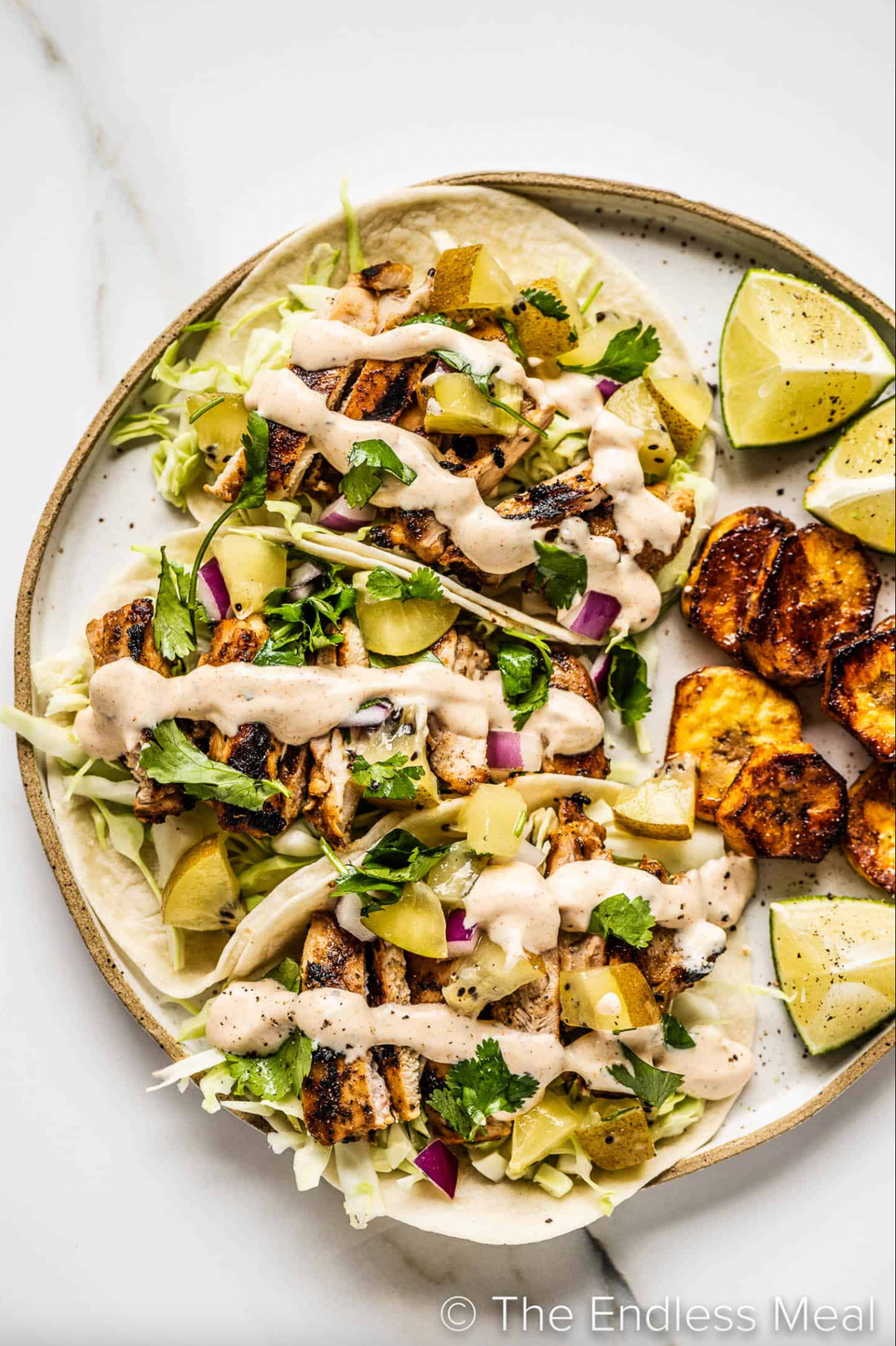 JERK CHICKEN TACOS WITH GOLD KIWI SALSA