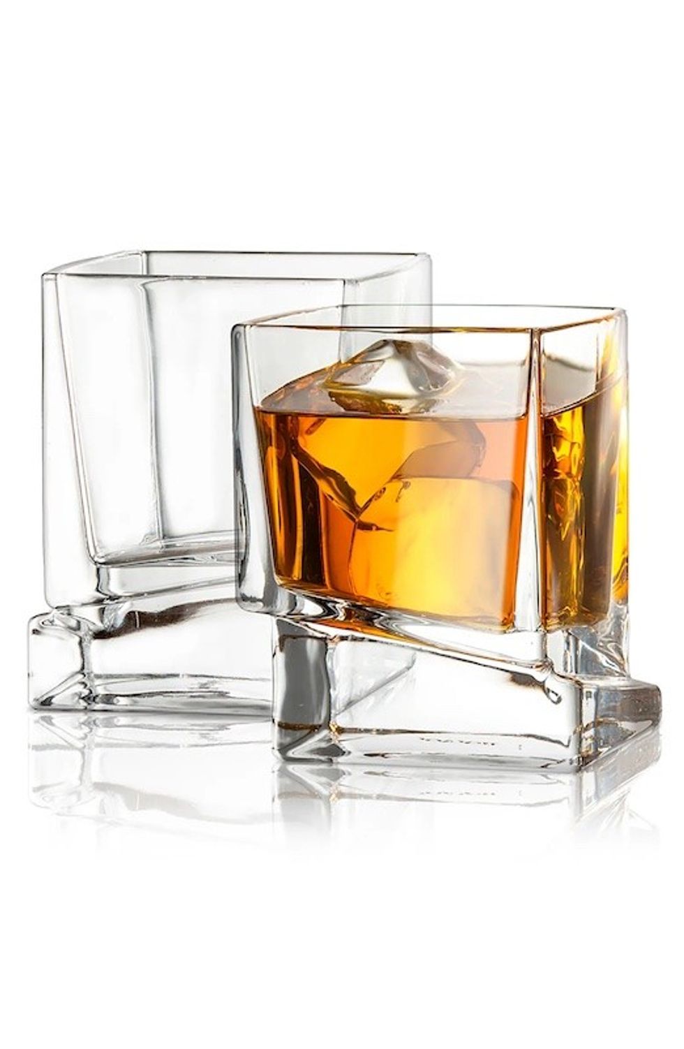 JoyJolt Carre Square Heavy Base Crystal Whiskey Glass