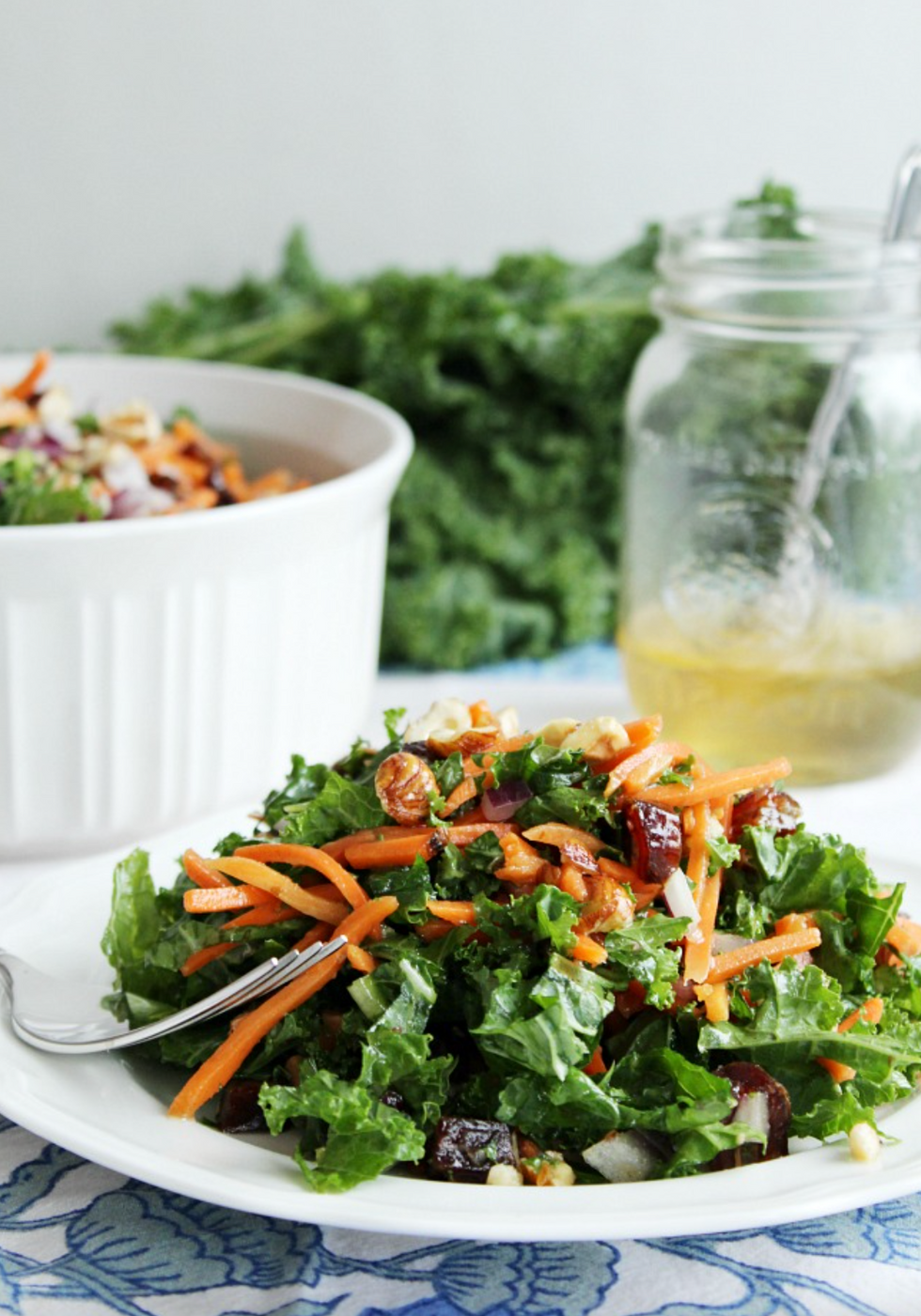 Kale and Hazelnut Winter Salad with Warm Sweet Dressing