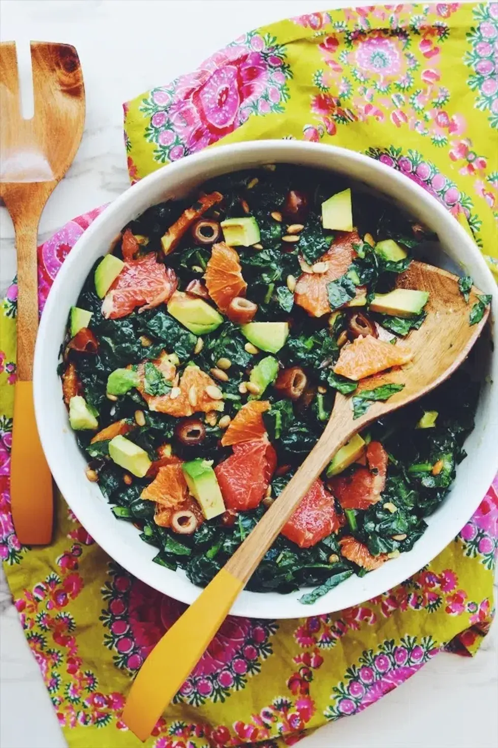Kale Avocado Salad with Citrus, Pepitas, Dates & Sumac Vinaigrette