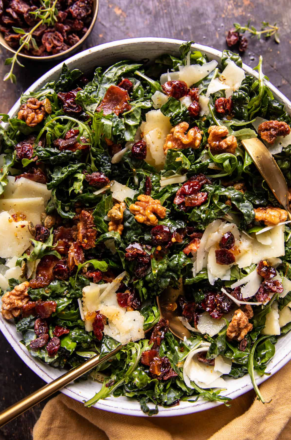 Kale Bacon Salad with Maple Candied Walnuts