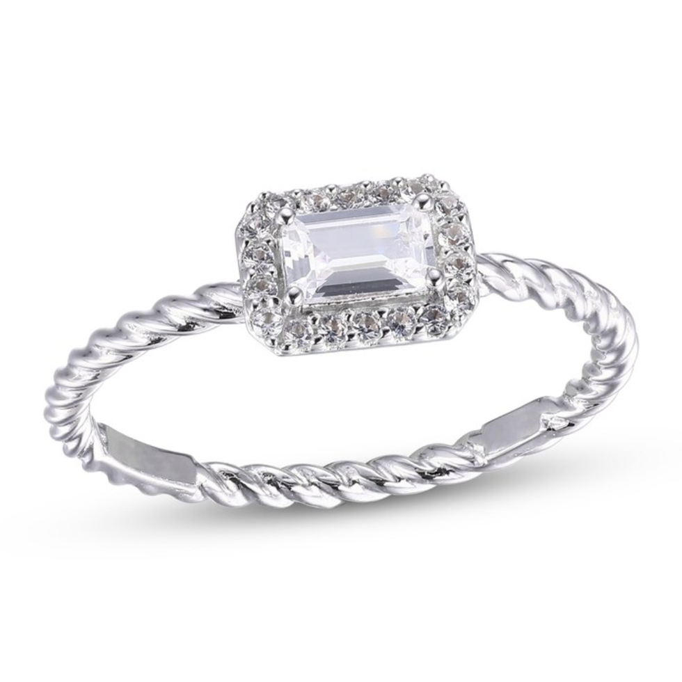 Kay Jewelers Peridot & White Lab-Created Sapphire Rope Ring Sterling Silver