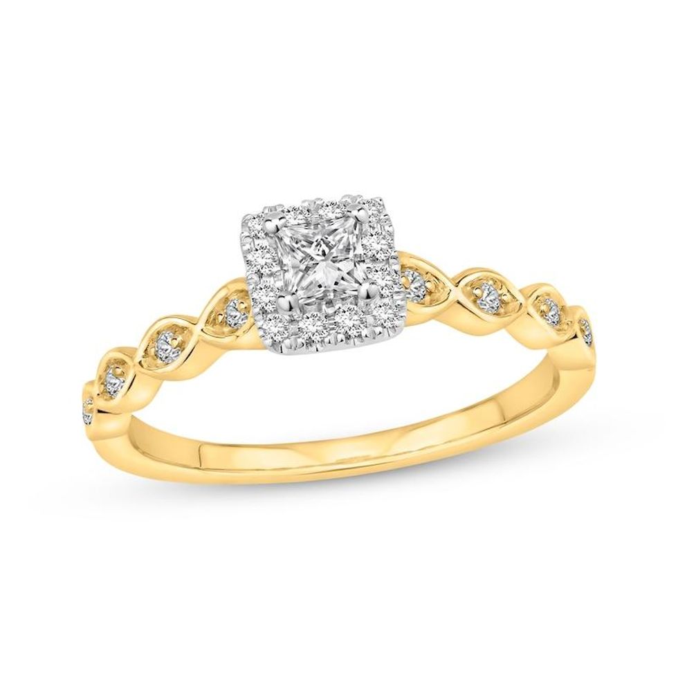 Kay Princess & Round 10K Two-Tone Gold Engagement Ring