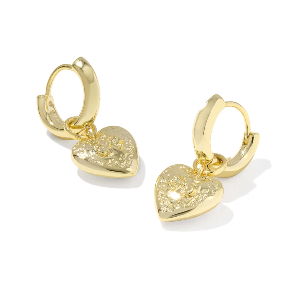 Kendra Scott x LoveShackFancy Heart Gold Convertible Huggie Earrings