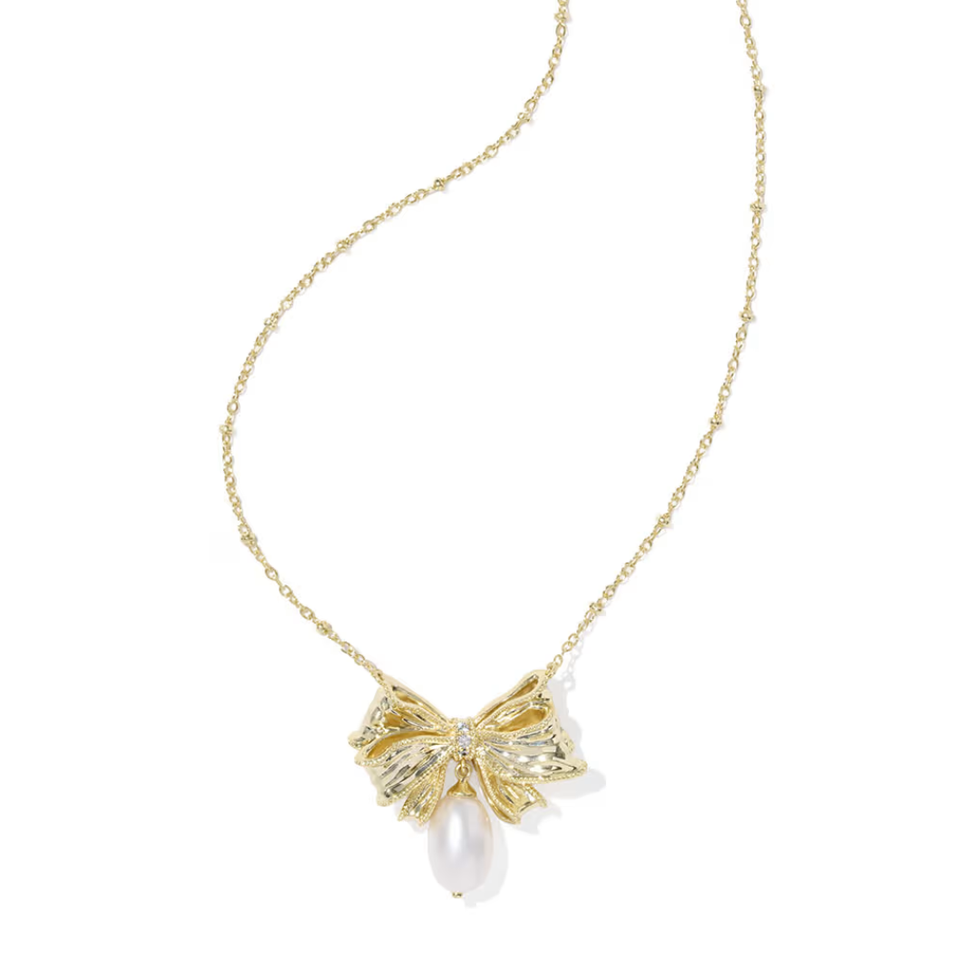 Kendra Scott x LoveShackFancy Pearl Bow Gold Necklace